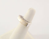 Big Bold Vintage Sterling Silver Mother of Pearl Inlaid 7.9mm Wide Carved Cross & Scroll Design Ring Size 5.5