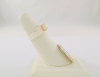 Big Bold Vintage Sterling Silver Mother of Pearl Inlaid 7.9mm Wide Carved Cross & Scroll Design Ring Size 5.5