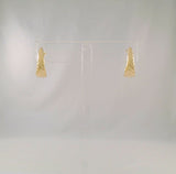 Sparkly Signed Vintage Solid 14K Yellow Gold Curvy Diamond Cut J - Hoop Pierced Earrings 19.5mm