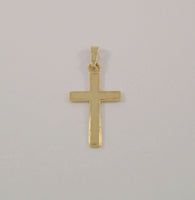 Tiny Signed Vintage Solid 14K Yellow Gold Dimensional Carved Christian Cross Dainty Pendant