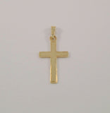 Tiny Signed Vintage Solid 14K Yellow Gold Dimensional Carved Christian Cross Dainty Pendant