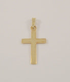 Tiny Signed Vintage Solid 14K Yellow Gold Dimensional Carved Christian Cross Dainty Pendant