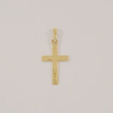 Tiny Signed Vintage Solid 14K Yellow Gold Dimensional Carved Christian Cross Dainty Pendant