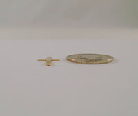 Tiny Signed Vintage Solid 14K Yellow Gold Dimensional Carved Christian Cross Dainty Pendant