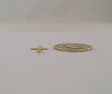 Tiny Signed Vintage Solid 14K Yellow Gold Dimensional Carved Christian Cross Dainty Pendant