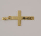 Tiny Signed Vintage Solid 14K Yellow Gold Dimensional Carved Christian Cross Dainty Pendant