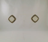 Large Signed Vintage Sterling Silver Mother of Pearl & Marcasite Surround Pierced Earrings