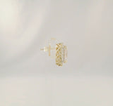 Large Signed Vintage Sterling Silver w/ Gold Vermeil Sparkly Emerald Cut CZ Fancy Stud Earrings