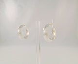 Big & Bold Vintage Sterling Silver 32mm x 10mm Wide Crescent Shaped Sleek Modern Convex Hoop Pierced Earrings