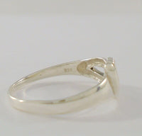 Unusual 1980's Vintage Carved Curvy Modern Open Loop & Wave Swoop Design Sterling Silver 8mm Band Ring Size 7.5