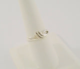 Unusual 1980's Vintage Carved Curvy Modern Open Loop & Wave Swoop Design Sterling Silver 8mm Band Ring Size 7.5