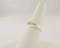 Unusual 1980's Vintage Carved Curvy Modern Open Loop & Wave Swoop Design Sterling Silver 8mm Band Ring Size 7.5