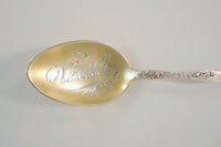 Detailed Vintage or Antique Signed Sterling Silver George Washington Seattle State Collector's Souvenir Gold Washed Spoon Ships Timber Mining Fishing