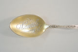 Detailed Vintage or Antique Signed Sterling Silver George Washington Seattle State Collector's Souvenir Gold Washed Spoon Ships Timber Mining Fishing