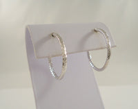 Large 1" Signed Vintage Jacmel Solid 14K White Gold Diamond Cut Hinged Hoop Pierced Earrings D/C 25.4mm