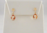 Dainty, Vintage Solid 14K Yellow Gold & Hand Carved Shell Lady Cameo w/ Flower Dangle Pierced Earrings