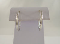 Large 1" Signed Vintage Jacmel Solid 14K White Gold Diamond Cut Hinged Hoop Pierced Earrings D/C 25.4mm