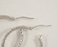 Large 1" Signed Vintage Jacmel Solid 14K White Gold Diamond Cut Hinged Hoop Pierced Earrings D/C 25.4mm