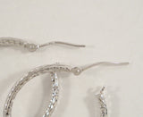 Large 1" Signed Vintage Jacmel Solid 14K White Gold Diamond Cut Hinged Hoop Pierced Earrings D/C 25.4mm