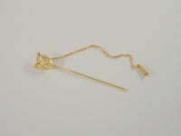 Detailed Antique European Hallmarked Solid 18K Yellow Gold Vida Comedia Drama Mask Stick Pin w/ Chain Thalia Comedy