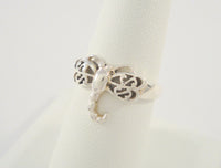 Detailed Signed Vintage Dimensional Openwork Sterling Silver Curvy Filigree Scroll Winged Dragonfly Ring Size 7