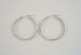 Large 1" Signed Vintage Jacmel Solid 14K White Gold Diamond Cut Hinged Hoop Pierced Earrings D/C 25.4mm