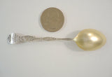 Detailed Vintage or Antique Signed Sterling Silver George Washington Seattle State Collector's Souvenir Gold Washed Spoon Ships Timber Mining Fishing