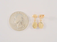 Dainty, Vintage Solid 14K Yellow Gold & Hand Carved Shell Lady Cameo w/ Flower Dangle Pierced Earrings