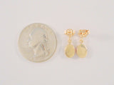 Dainty, Vintage Solid 14K Yellow Gold & Hand Carved Shell Lady Cameo w/ Flower Dangle Pierced Earrings