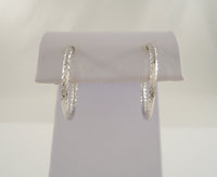 Large 1" Signed Vintage Jacmel Solid 14K White Gold Diamond Cut Hinged Hoop Pierced Earrings D/C 25.4mm