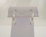 Large 1" Signed Vintage Jacmel Solid 14K White Gold Diamond Cut Hinged Hoop Pierced Earrings D/C 25.4mm