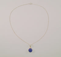 Handcrafted Vintage Sterling Silver w/ Bezel Set Cabochon Lapis Lazuli Pendant Necklace 18.75"