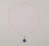 Handcrafted Vintage Sterling Silver w/ Bezel Set Cabochon Lapis Lazuli Pendant Necklace 18.75"