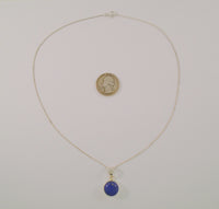 Handcrafted Vintage Sterling Silver w/ Bezel Set Cabochon Lapis Lazuli Pendant Necklace 18.75"