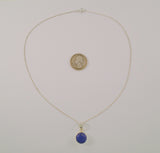 Handcrafted Vintage Sterling Silver w/ Bezel Set Cabochon Lapis Lazuli Pendant Necklace 18.75"