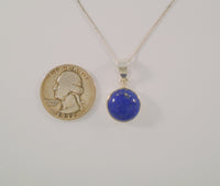 Handcrafted Vintage Sterling Silver w/ Bezel Set Cabochon Lapis Lazuli Pendant Necklace 18.75"