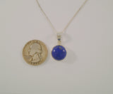 Handcrafted Vintage Sterling Silver w/ Bezel Set Cabochon Lapis Lazuli Pendant Necklace 18.75"