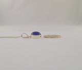 Handcrafted Vintage Sterling Silver w/ Bezel Set Cabochon Lapis Lazuli Pendant Necklace 18.75"