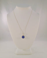 Handcrafted Vintage Sterling Silver w/ Bezel Set Cabochon Lapis Lazuli Pendant Necklace 18.75"