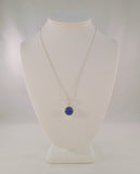 Handcrafted Vintage Sterling Silver w/ Bezel Set Cabochon Lapis Lazuli Pendant Necklace 18.75"