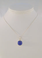 Handcrafted Vintage Sterling Silver w/ Bezel Set Cabochon Lapis Lazuli Pendant Necklace 18.75"