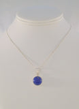 Handcrafted Vintage Sterling Silver w/ Bezel Set Cabochon Lapis Lazuli Pendant Necklace 18.75"