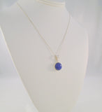 Handcrafted Vintage Sterling Silver w/ Bezel Set Cabochon Lapis Lazuli Pendant Necklace 18.75"