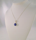 Handcrafted Vintage Sterling Silver w/ Bezel Set Cabochon Lapis Lazuli Pendant Necklace 18.75"