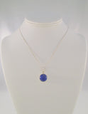 Handcrafted Vintage Sterling Silver w/ Bezel Set Cabochon Lapis Lazuli Pendant Necklace 18.75"