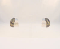 Amazing Large Beautifully Crafted Signed, Vintage Italian Solid 14K White Gold & Tiger Striped Enamel Omega Back or French Clip Pierced Hoop Earrings