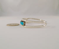 Handcrafted Signed Vintage Native American Sterling Silver & Needlepoint Blue Turquoise Zuni Cuff Bracelet New Mexico