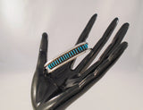 Handcrafted Signed Vintage Native American Sterling Silver & Needlepoint Blue Turquoise Zuni Cuff Bracelet New Mexico