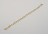 Heavy Signed Vintage Solid 14K Yellow Gold 7.9mm Wide Flat Curb or Cuban Link Bracelet w/ Safety Catch  8 5/16"