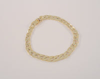 Heavy Signed Vintage Solid 14K Yellow Gold 7.9mm Wide Flat Curb or Cuban Link Bracelet w/ Safety Catch  8 5/16"